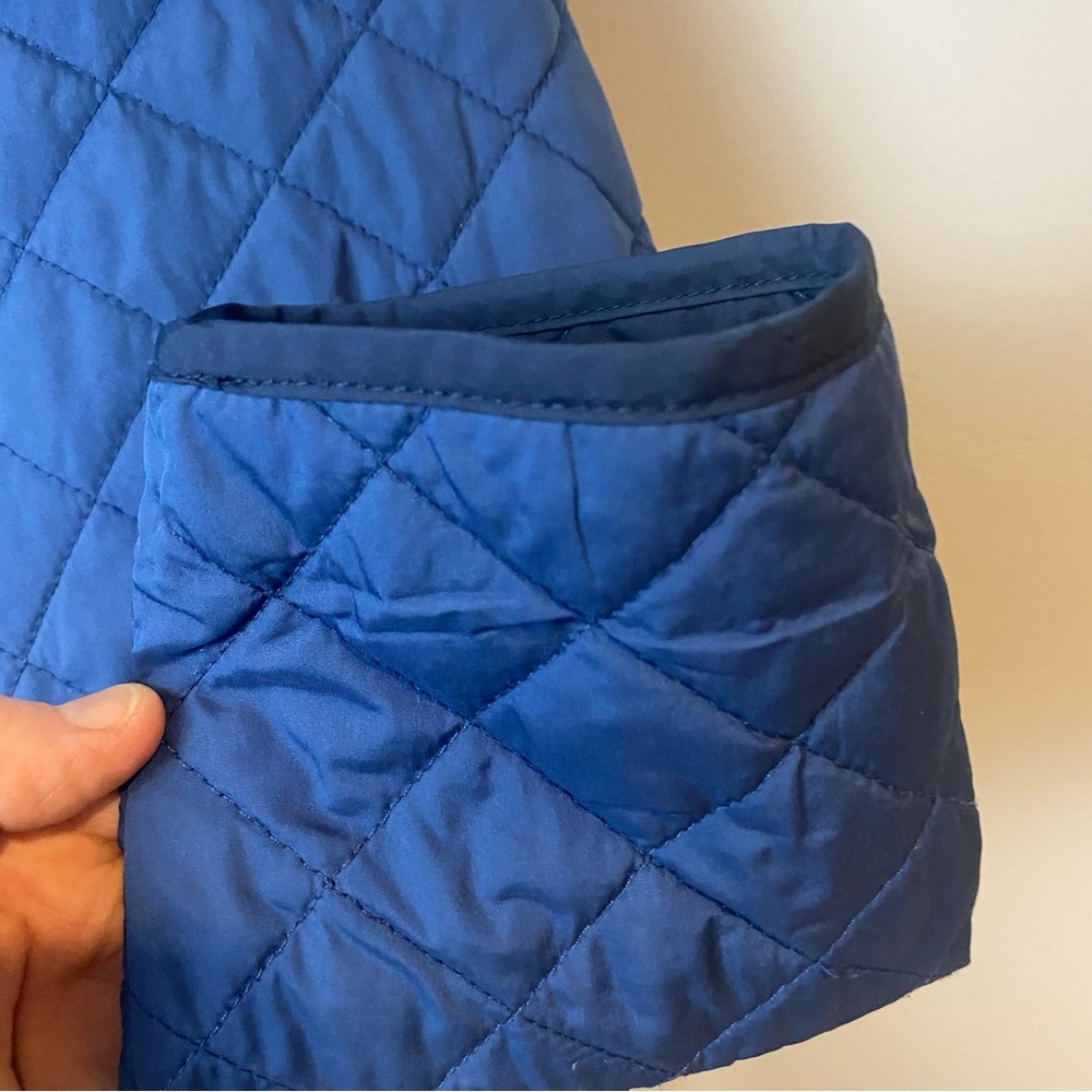 Lands End Quilted Zip Snap Jacket Barn Chore Coat Classic Heritage Puffer Blue M - Picture 10 of 16